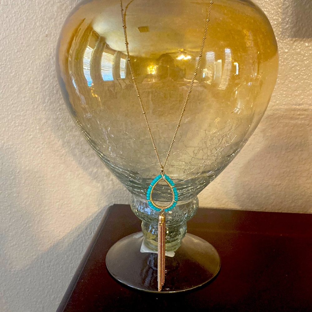 Beautiful gold and turquoise long necklace